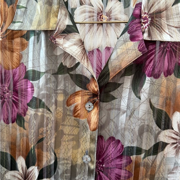 Floral Button-Up Blouse with Multicolor Design - Picture 4 of 4